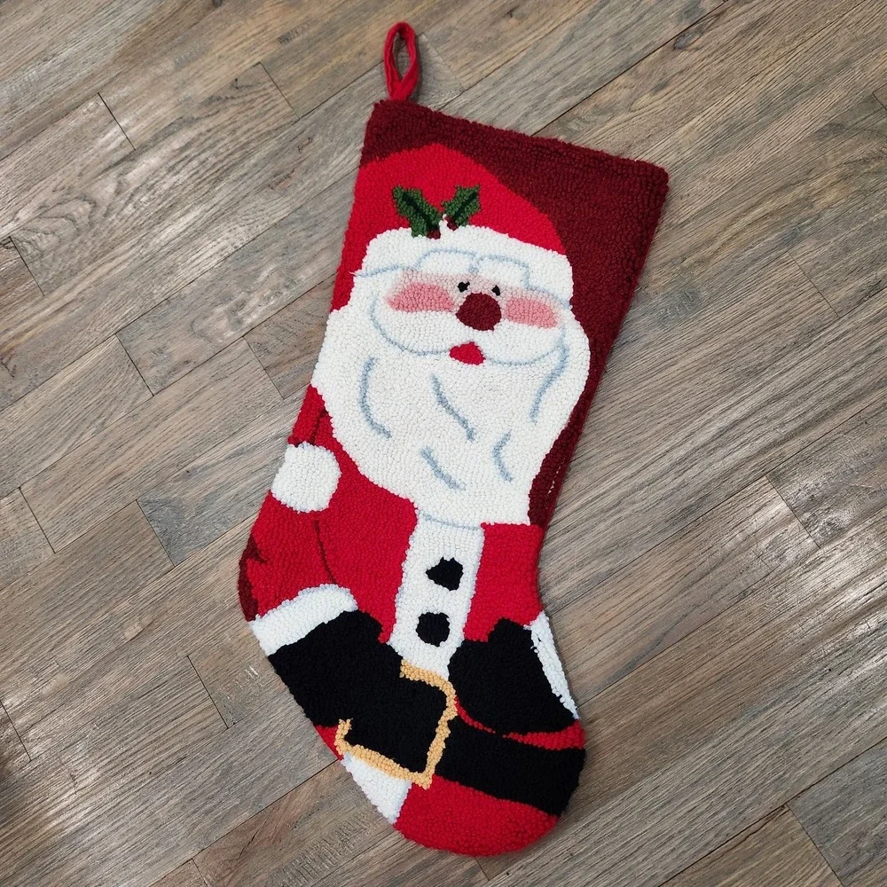 Wool Latch Hook Full‎ Size Christmas Stocking St Nicholas Jolly Santa Claus